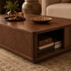 Kingsley Sheesham Wood Geometric Chevron Coffee Table in Walnut Finish