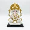 Devotional Radiant Glory Ganesha Statue in White and Gold Colour