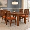 Globally Indian Surya Solid Sheesham Wood 4 Seater Dining Table Set 4 Chairs Terracotta Orange