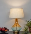 Kingham Bottle Green Amber Finish Glass And Amber Glass Table Lamp With Cotton Shade