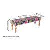 Cairo Sheesham Wood Mid Century 3 Seater Bench In Fruit Print Blue Kantha