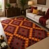 Imperial Knots Yellow Multicolor Geometric Hand Woven Kilim Dhurrie 4x6 Feet