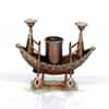 Desert Art Metal Handpainted Golden Boat Pen Stand
