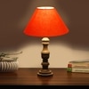 Devansh Orange Cotton Table Lamp With  Wood Natural Base -(10X18 Inches)-30