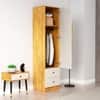 Hexa Red Wooden 1 Door Wardrobe with 2 Drawers Hanging Space in Giant Wood and Frosty White Color