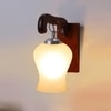 Devansh Solid Wood Electric Wall Light in Brown Colour with White Shade Count of 1 Light