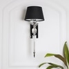 Aberdeenshire Glass and shiny Brass Wall Light With Black Cotton Shade