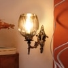 Devansh Metal Electric Wall Light in Antique gold Colour with Lavender Shade Count of 1 Light