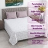 White And Lavender Shade  Floral Cotton 400 Tc Flat  Super King Size Bedsheet With 2 Pillow Covers
