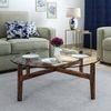 Cayman Round Sheesham Wood And Tempered Glass Coffee Table In Teak Finish