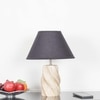 BURFORD Small Distress White Finish  Wood Table Lamp With Black Cotton Shade