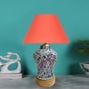 Devansh Conical  Orange Cotton Shade  Lamp With  Wood & Mosaic Glass Base For Decoration /Office/Home/Gifting/Study For Decoration /Office/Home/Gifting/Study -(10X10X14.5) Inches -