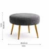 Doe Buck Luna Boucle Round Ottoman Stool in Grey Colour with Gold Metal Legs