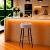 Doe Buck Tufted Counter Height Bar Stool in Grey Colour with Gold Footrest