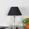 CRYSTAL Clear Glass Table Lamp with Chrome Base and Black Shade