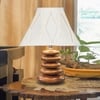 Devansh Curtain Pleated Cotton Table Lamp With Wood Pebble Lamp (12X12X16.5) Inches -C