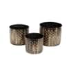 Dot Hammered Planter Set Of 3 In Black And Gold Colour