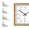 Square Roman Numeral Wooden Wall Clock with Natural Frame