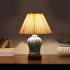 Devansh Off-White Cotton Straight Pleated Shade Lamp With Wood & Mosaic Glass Base For Decoration/Office/Home/Gifting/Study For Decoration/Office/Home/Gifting/Study