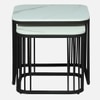 Furnamet Square Metal Nesting Coffee Table Set Black Finish White Porcelain Top Set Of 2