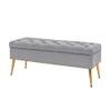 Doe Buck Velvet Tufted Storage Bench in Grey Colour with Gold Legs