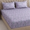 Lavender Floral cotton 400 Tc fitted Super King Size Bedsheet With 2 Pillow Covers