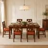 Globally Indian Anvaya Solid Sheesham Wood 6 Seater Dining Table Set 6 Chairs Terracotta Orange