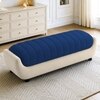 Marko Velvet 2 Seater 5 Feet Ottoman Bench in Navy Blue & Cream  Color