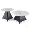 Luxury Marble Nesting Coffee Table Set with Matte Black Stainless Steel Base
