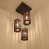 Hexa Brown Solid Wood Cluster Hanging Light