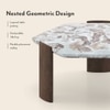 Kanso Hexagon Toronto Marble And Solid Wood Coffee Table In Danish Walnut Finish