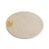 Marble Platter Plain White Round With Gold Foil Work   Metal Butterfly Embedded