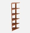 Bluewud Wudville Braine Engineered Wood Wall Mount Corner Shelf, Display Rack, (6 Tringle Shelves - Walnut)