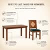 Globally Indian Margaux Solid Sheesham Wood 6 Seater Dining Table Set 6 Chairs Teal Blue