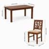 Globally Indian Ojasvi Solid Sheesham Wood 6 Seater Dining Table Set 6 Chairs Beige
