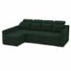 Luna 5 Seater Velvet RHS Pull Out Sofa Cum Bed in Green Color With Storage