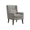 Joan Printed Infinity Grid Fabric Wing Chair in White Colour