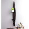 Engineered Wood Wall Shelf with Key Hooks in Black Colour