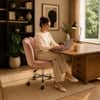 Doe Buck Preglo Pink Velvet Upholstered Swivel Office Chair