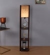Brown Square Floor Lamp with Black Shade