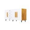 Hexa Red Multipurpose Storage Cabinet With 4 Drawer 3 Door in Giant Wood And Frosty White Colour