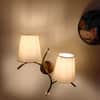 Devansh Metal Electric Wall Light in Gold Colour with off-white Shade Count of 2 Lights