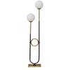 Allegra 2 Light Floor Lamp In Antique Brass And Black Finish With Opal Glass Diffuser