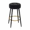 Doe Buck Tufted Counter Height Bar Stool in Black Colour with Gold Footrest