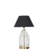 ELVORA Diamond Cut Clear Glass Table Lamp with Brass Base Black Shade
