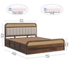 Floral Solid Wood Queen Size Hydrulic Storage Bed In Provincial Teak Finish Beige 60x78 inch