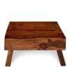 Bradford Sheesham Wood Contemporary Square Foldable Coffee Table In Natural Teak Finish