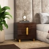 Aurelia Bedside Table in High Gloss Walnut Finish