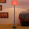 Anakin Orange Fabric Shade Floor Lamp with Black Iron Base
