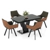 Caribu 4 to 6 extendable dining table with Set of 6 Casey Swivel Dining Chair in Dual Tone